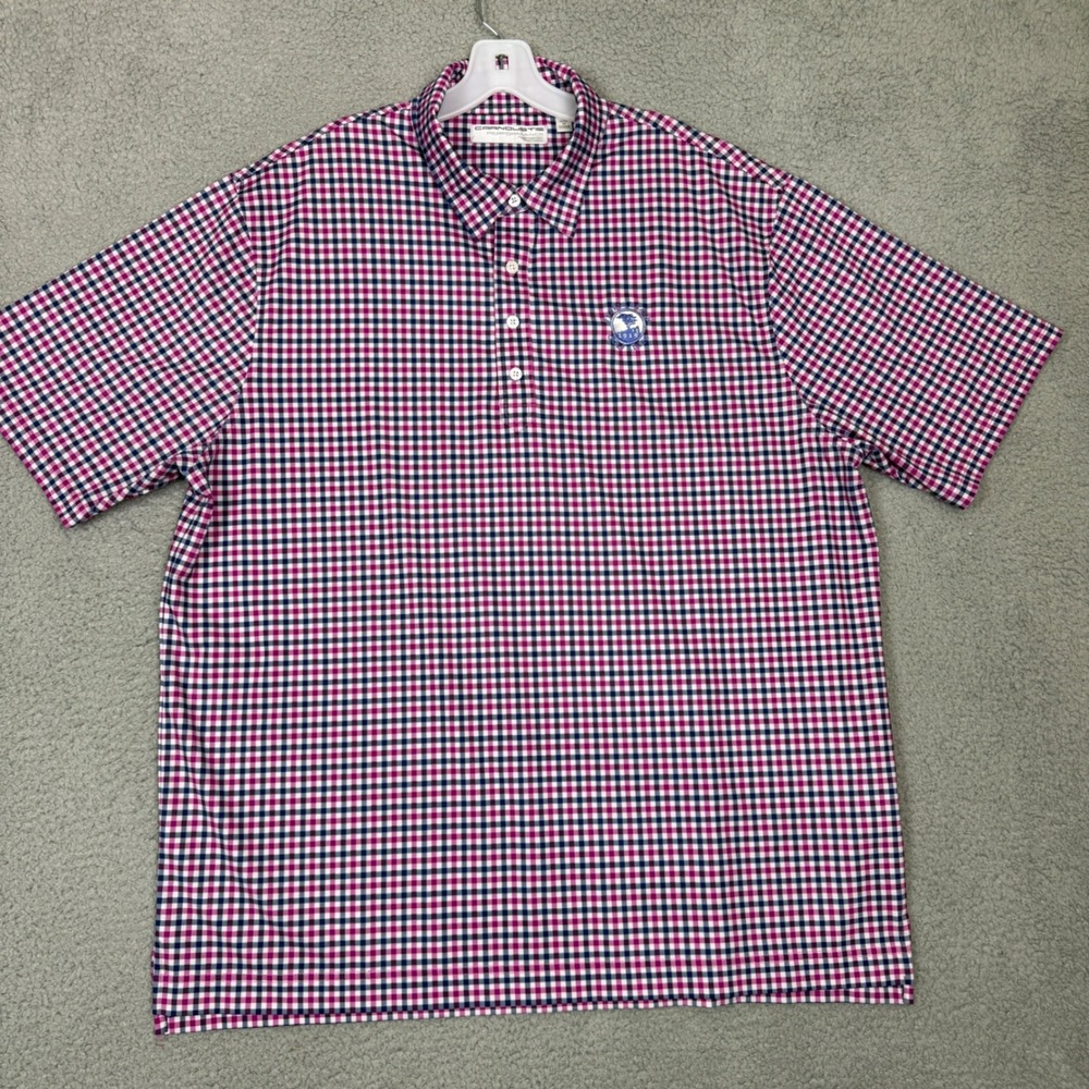 Carnoustie Performance Pebble Beach Golf Polo Mens XL Gingham Pink Blue 5575